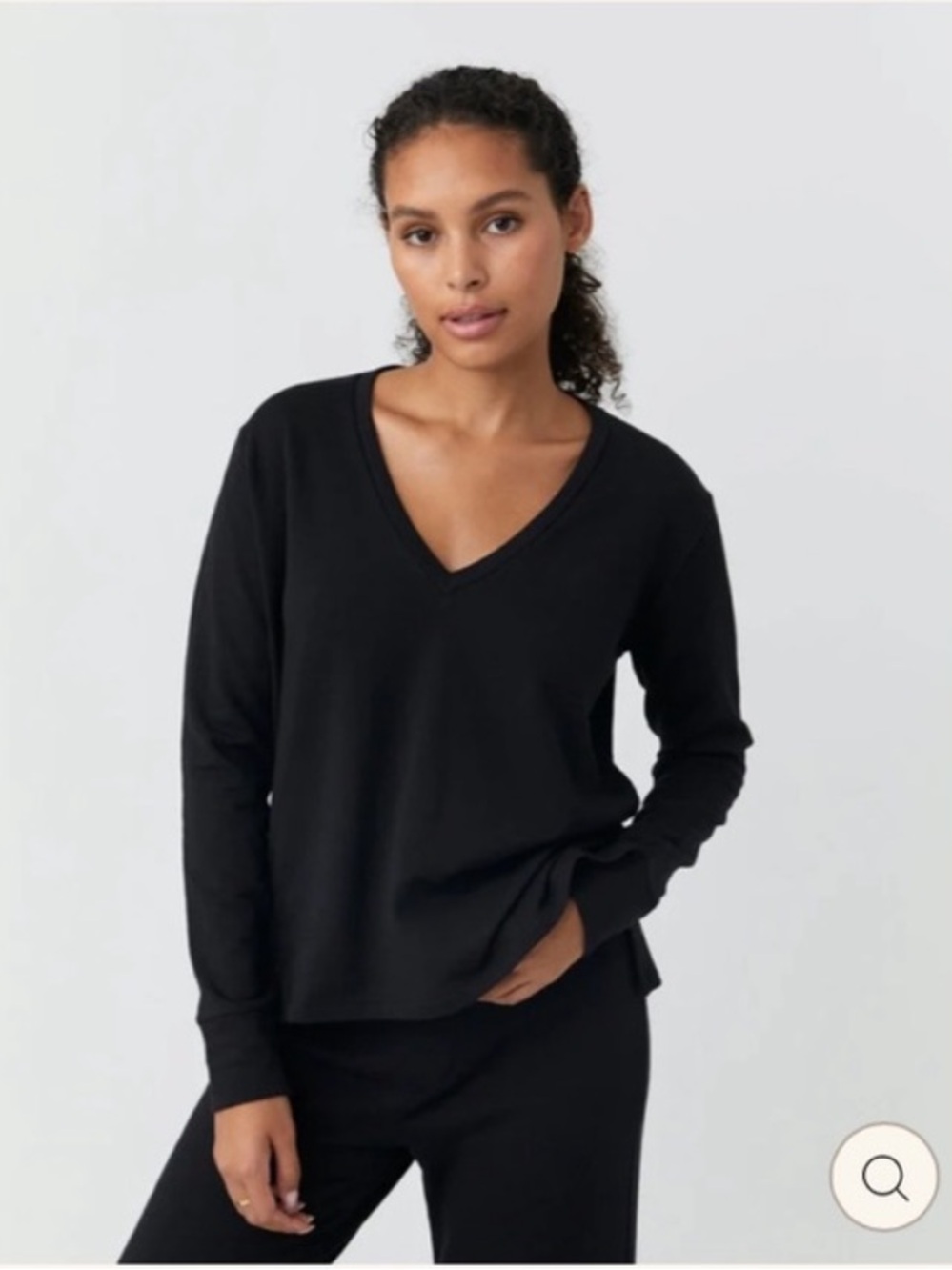 Wheat V-Neck Black Pullover Sweater Casual Basic Minimalist Basics Staple XL